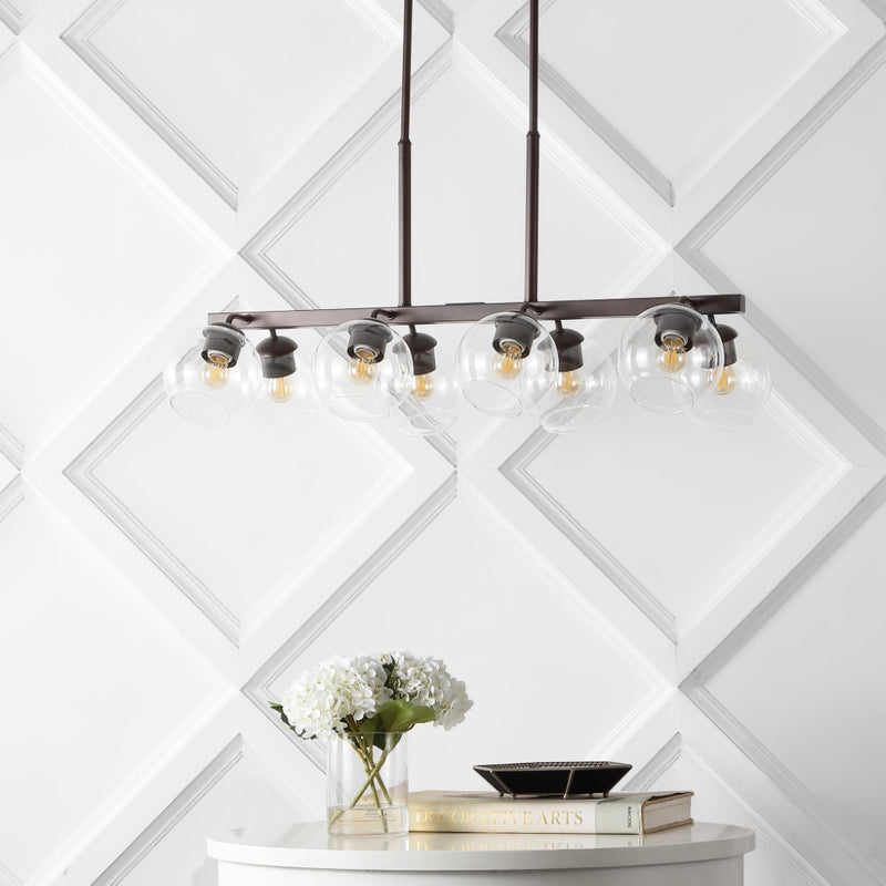 Julian 33.5" Farmhouse Bohemian Iron/Glass Linear LED Pendant - JONATHAN Y