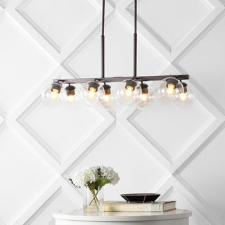 Julian 33.5" Farmhouse Bohemian Iron/Glass Linear LED Pendant - JONATHAN Y