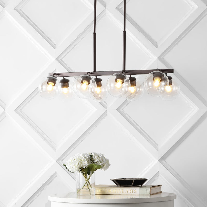 Julian 33.5" Farmhouse Bohemian Iron/Glass Linear LED Pendant - JONATHAN Y