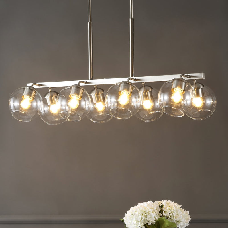 Julian 33.5" Farmhouse Bohemian Iron/Glass Linear LED Pendant - JONATHAN Y