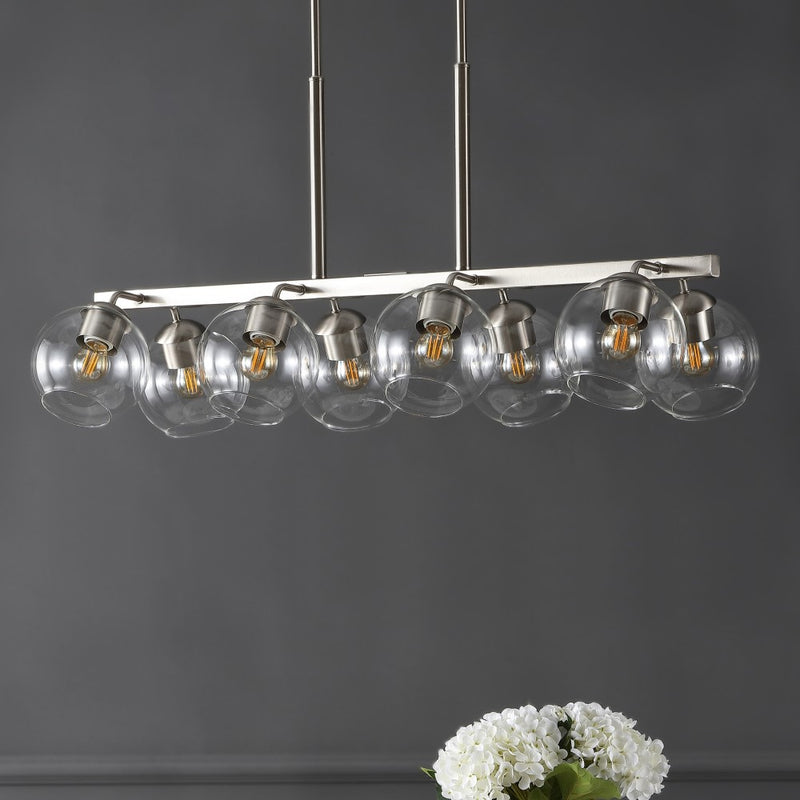 Julian 33.5" Farmhouse Bohemian Iron/Glass Linear LED Pendant - JONATHAN Y