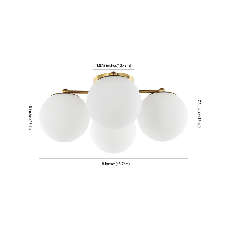 Orly 18" Bohemian Farmhouse Iron/Frosted Glass LED Semi Flush Mount - JONATHAN Y