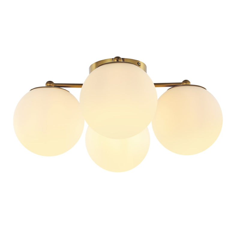 Orly 18" Bohemian Farmhouse Iron/Frosted Glass LED Semi Flush Mount - JONATHAN Y