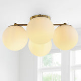 Orly 18" Bohemian Farmhouse Iron/Frosted Glass LED Semi Flush Mount - JONATHAN Y
