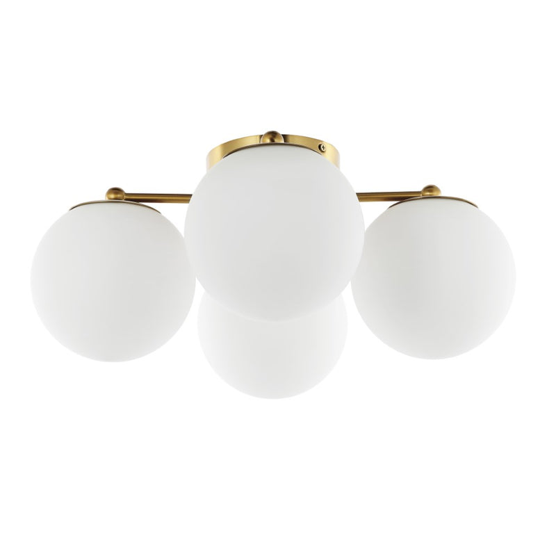 Orly 18" Bohemian Farmhouse Iron/Frosted Glass LED Semi Flush Mount - JONATHAN Y