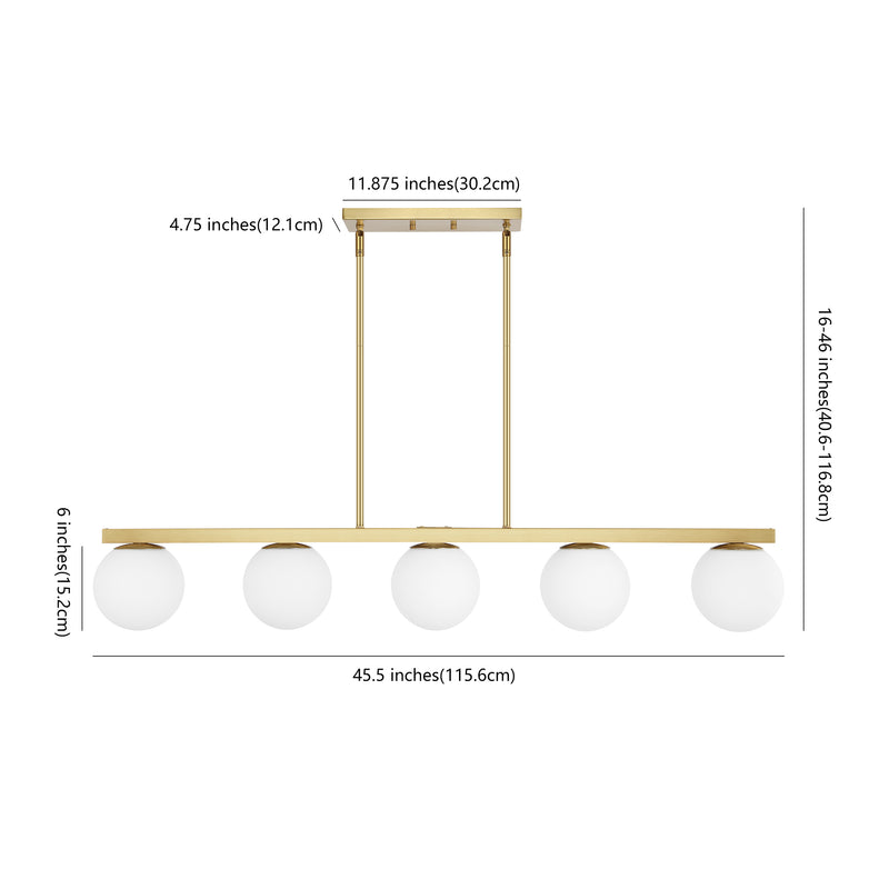 Luca Parisian 45.5" Modern Glam Iron Globe Linear LED Pendant - JONATHAN Y