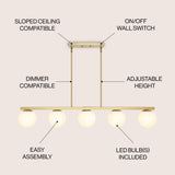 Luca Parisian 45.5" Modern Glam Iron Globe Linear LED Pendant