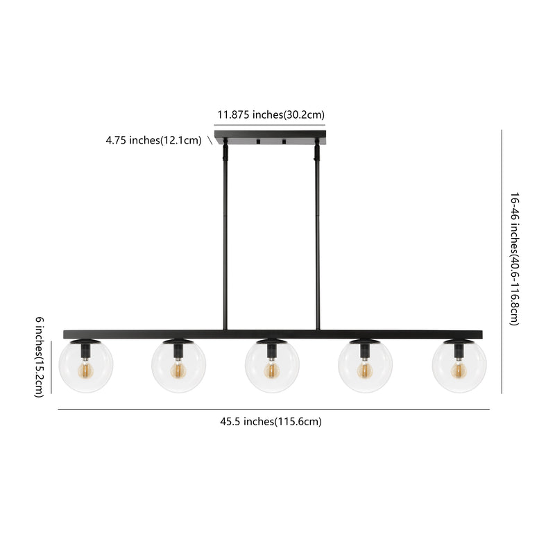 Luca Parisian 45.5" Modern Glam Iron Globe Linear LED Pendant - JONATHAN Y