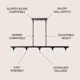 Luca Parisian 45.5" Modern Glam Iron Globe Linear LED Pendant