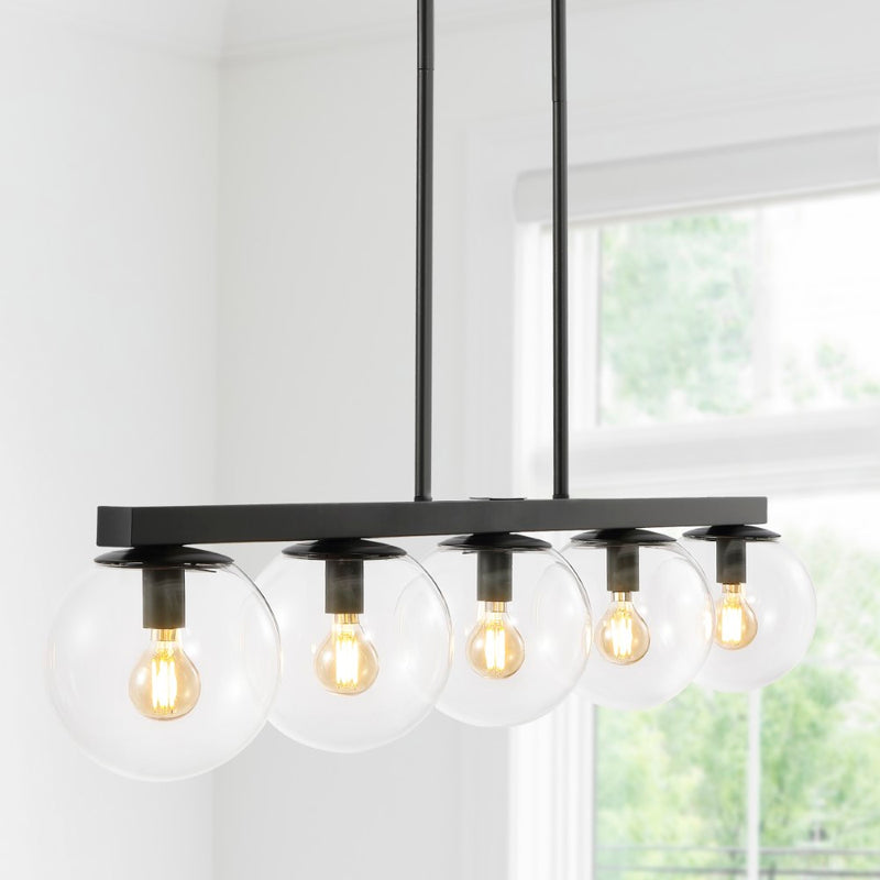Luca Parisian 45.5" Modern Glam Iron Globe Linear LED Pendant - JONATHAN Y