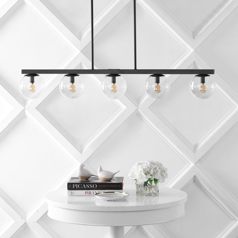 Luca Parisian 45.5" Modern Glam Iron Globe Linear LED Pendant - JONATHAN Y