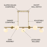 Luca Parisian 45.5" Modern Glam Iron Globe Linear LED Pendant
