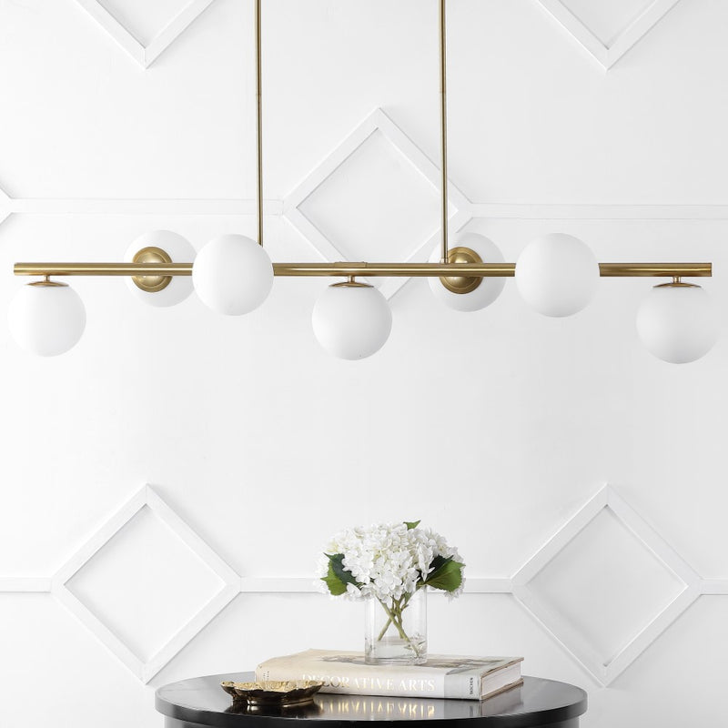 Luca Parisian 45.5" Modern Glam Iron Globe Linear LED Pendant - JONATHAN Y