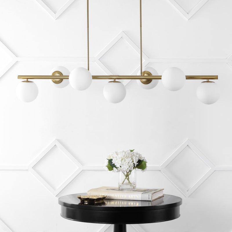 Luca Parisian 45.5" Modern Glam Iron Globe Linear LED Pendant - JONATHAN Y