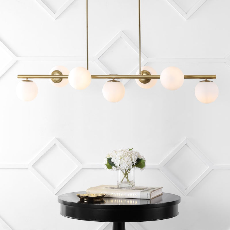 Luca Parisian 45.5" Modern Glam Iron Globe Linear LED Pendant - JONATHAN Y