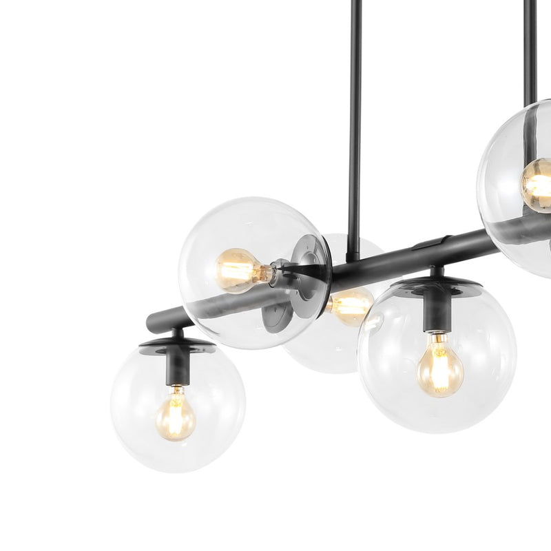 Luca Parisian 45.5" Modern Glam Iron Globe Linear LED Pendant