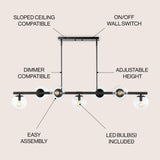Luca Parisian 45.5" Modern Glam Iron Globe Linear LED Pendant