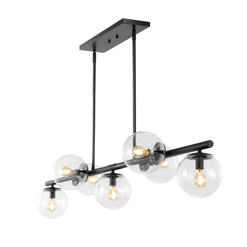 Luca Parisian 45.5" Modern Glam Iron Globe Linear LED Pendant