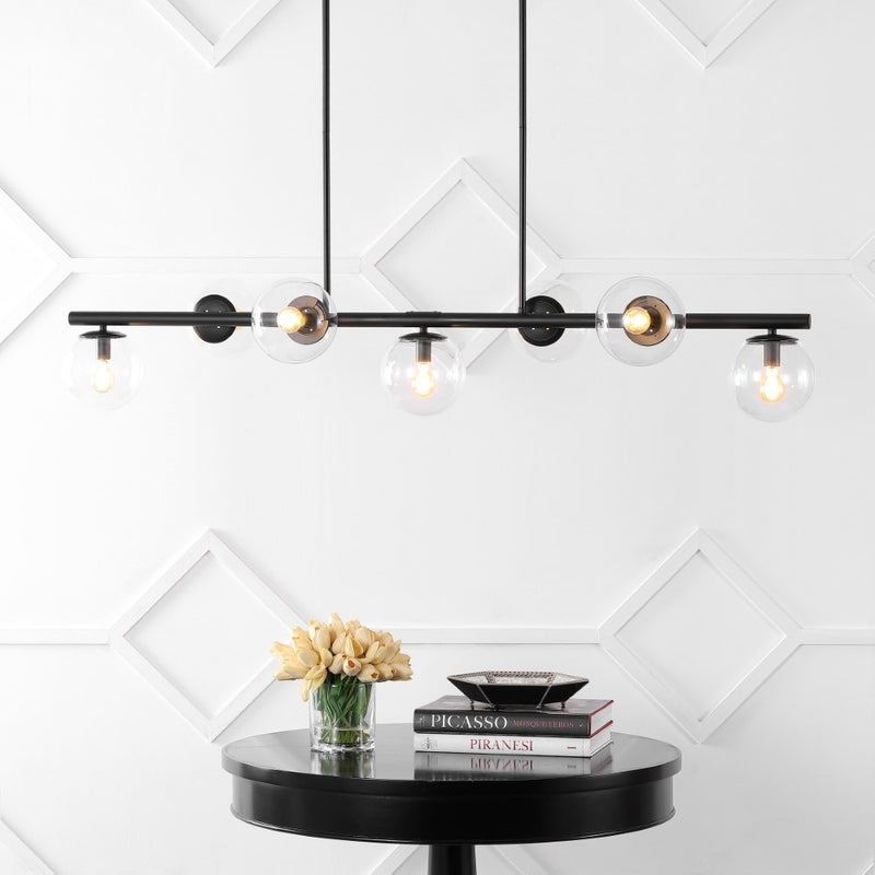Luca Parisian 45.5" Modern Glam Iron Globe Linear LED Pendant
