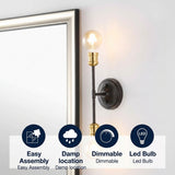 Jaxon 13.25" Industrial Farmhouse Iron LED Vanity Oil Rubbed Bronze/Brass Gold / 2 Sockets – ICONS