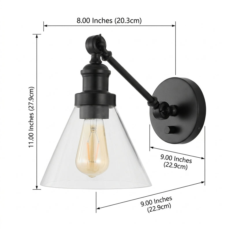 Cowie 8" Iron/Glass Adjustable LED Wall Sconce Oil Rubbed Bronze – DIM