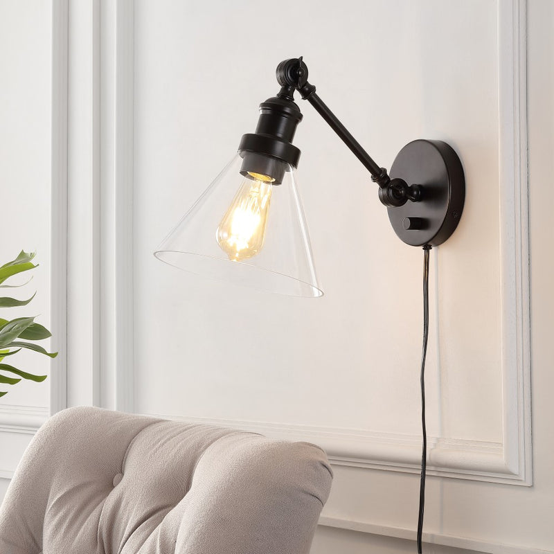 Cowie 8" Iron/Glass Adjustable LED Wall Sconce - JONATHAN Y
