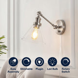 Cowie 8" Iron/Glass Adjustable LED Wall Sconce Nickel – ICONS