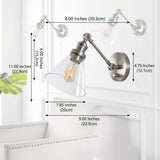 Cowie 8" Iron/Glass Adjustable LED Wall Sconce Nickel (Set of 2) – DIM