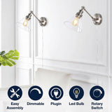 Cowie 8" Iron/Glass Adjustable LED Wall Sconce Nickel (Set of 2) – ICONS