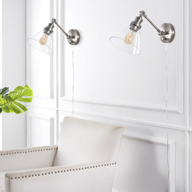 Cowie 8" Iron/Glass Adjustable LED Wall Sconce - JONATHAN Y