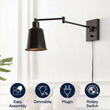 Cary 5.75" Iron Contemporary Swing Arm LED Wall Sconce Oil Rubbed Bronze – ICONS