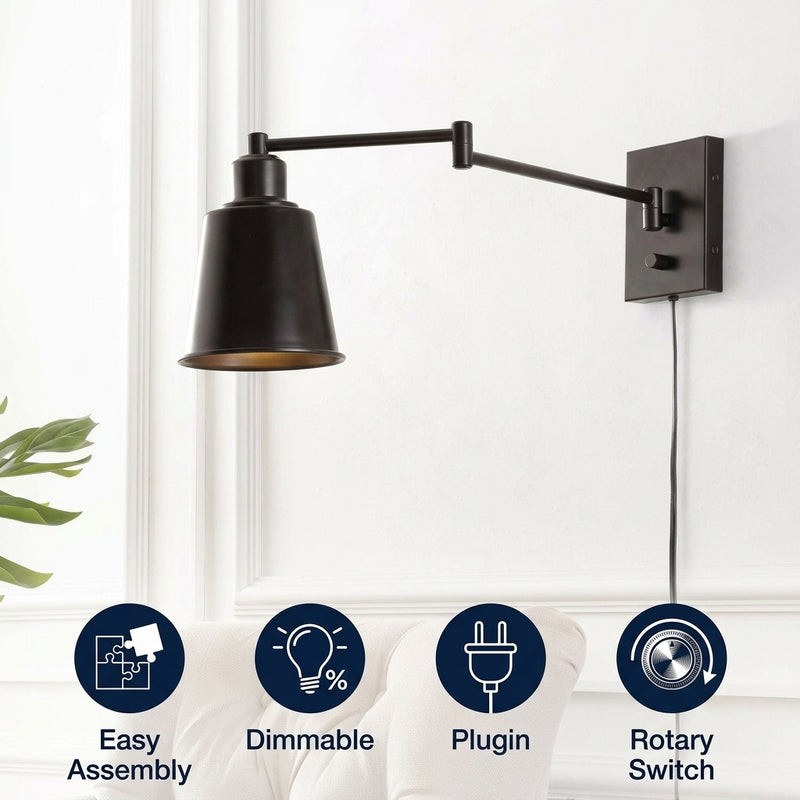 Cary 5.75" Iron Contemporary Swing Arm LED Wall Sconce Oil Rubbed Bronze – ICONS