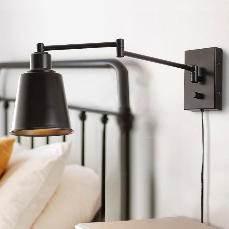 Cary 5.75" Iron Contemporary Swing Arm LED Wall Sconce - JONATHAN Y