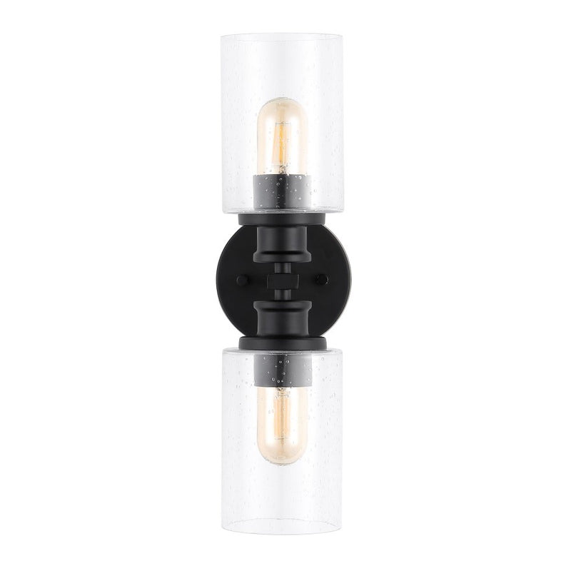 Jules Edison 16.5" Cylinder Iron/Seeded Glass Farmhouse Contemporary LED Wall Sconce - JONATHAN Y