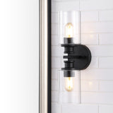 Jules Edison 16.5" Cylinder Iron/Seeded Glass Farmhouse Contemporary LED Wall Sconce - JONATHAN Y