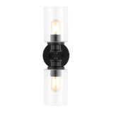 Jules Edison 16.5" Cylinder Iron/Seeded Glass Farmhouse Contemporary LED Wall Sconce - JONATHAN Y