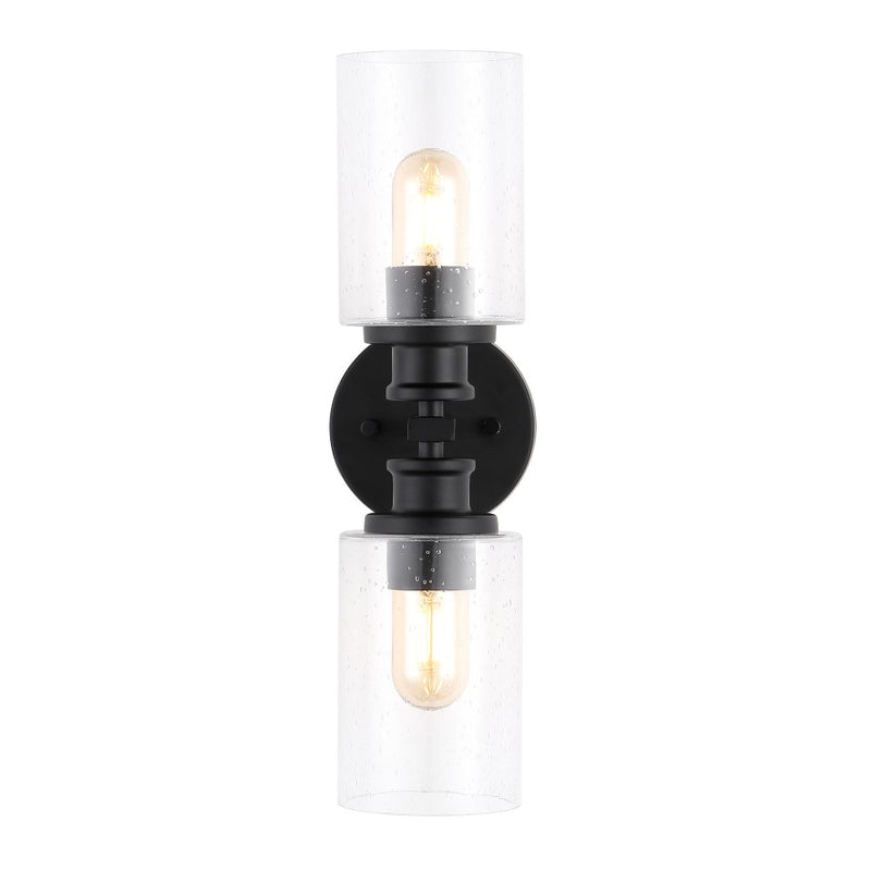 Jules Edison 16.5" Cylinder Iron/Seeded Glass Farmhouse Contemporary LED Wall Sconce - JONATHAN Y
