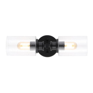 Jules Edison 16.5" Cylinder Iron/Seeded Glass Farmhouse Contemporary LED Wall Sconce - JONATHAN Y