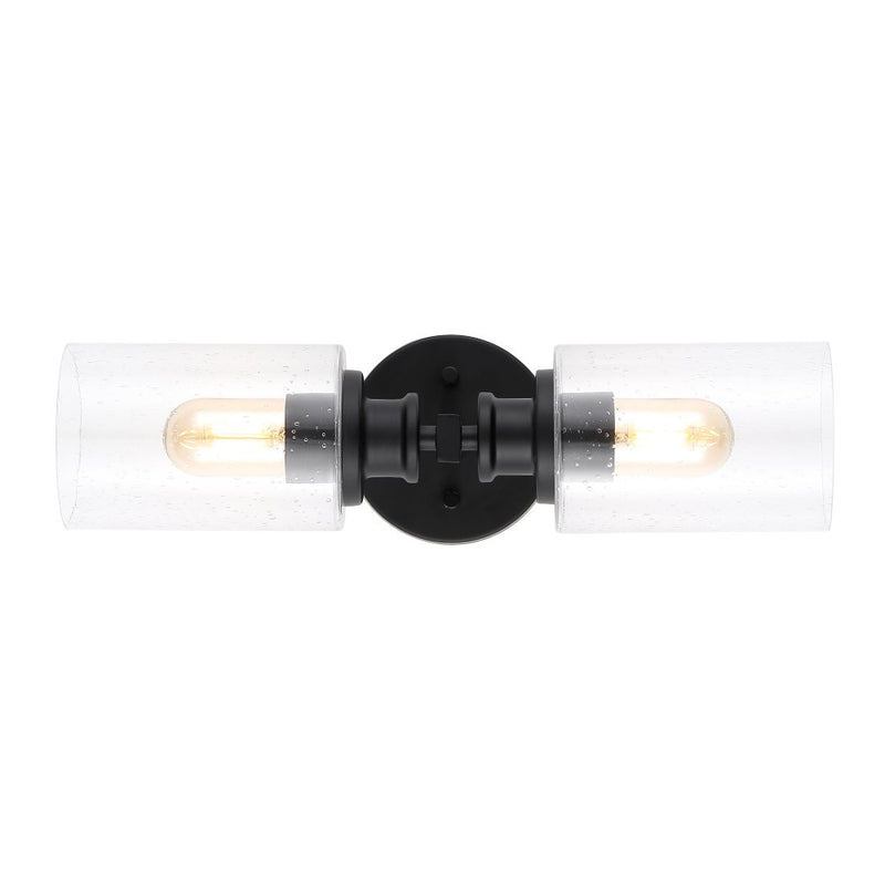 Jules Edison 16.5" Cylinder Iron/Seeded Glass Farmhouse Contemporary LED Wall Sconce - JONATHAN Y