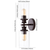 Jules Edison 16.5" Cylinder Iron/Seeded Glass Farmhouse Contemporary LED Wall Sconce - JONATHAN Y