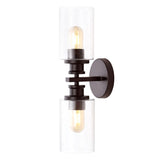 Jules Edison 16.5" Cylinder Iron/Seeded Glass Farmhouse Contemporary LED Wall Sconce - JONATHAN Y