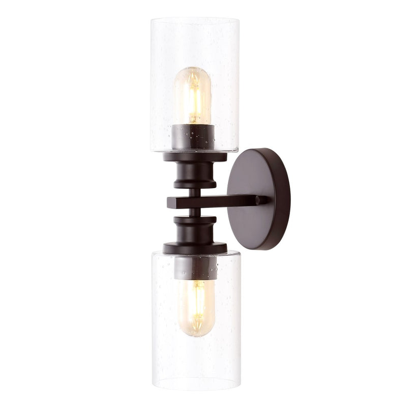 Jules Edison 16.5" Cylinder Iron/Seeded Glass Farmhouse Contemporary LED Wall Sconce - JONATHAN Y