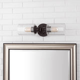 Jules Edison 16.5" Cylinder Iron/Seeded Glass Farmhouse Contemporary LED Wall Sconce - JONATHAN Y