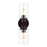 Jules Edison 16.5" Cylinder Iron/Seeded Glass Farmhouse Contemporary LED Wall Sconce - JONATHAN Y