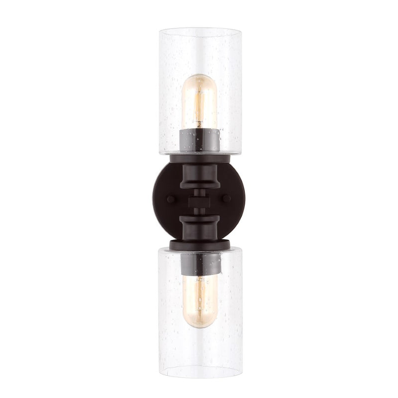 Jules Edison 16.5" Cylinder Iron/Seeded Glass Farmhouse Contemporary LED Wall Sconce - JONATHAN Y
