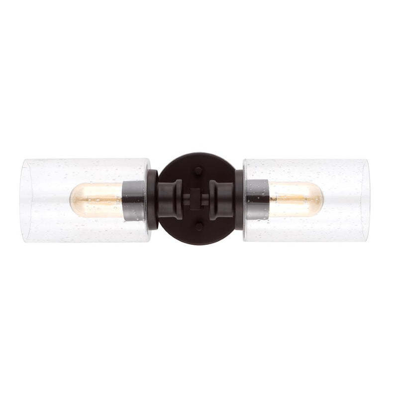 Jules Edison 16.5" Cylinder Iron/Seeded Glass Farmhouse Contemporary LED Wall Sconce - JONATHAN Y