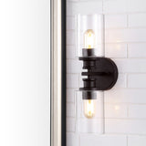 Jules Edison 16.5" Cylinder Iron/Seeded Glass Farmhouse Contemporary LED Wall Sconce - JONATHAN Y