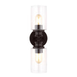 Jules Edison 16.5" Cylinder Iron/Seeded Glass Farmhouse Contemporary LED Wall Sconce - JONATHAN Y