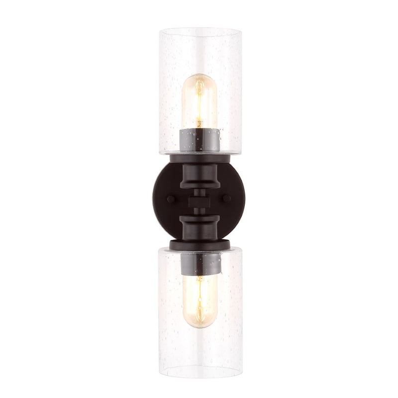 Jules Edison 16.5" Cylinder Iron/Seeded Glass Farmhouse Contemporary LED Wall Sconce - JONATHAN Y