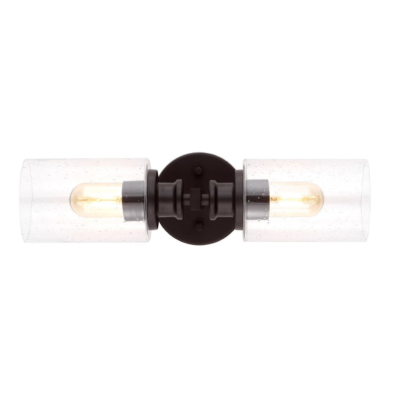 Jules Edison 16.5" Cylinder Iron/Seeded Glass Farmhouse Contemporary LED Wall Sconce - JONATHAN Y